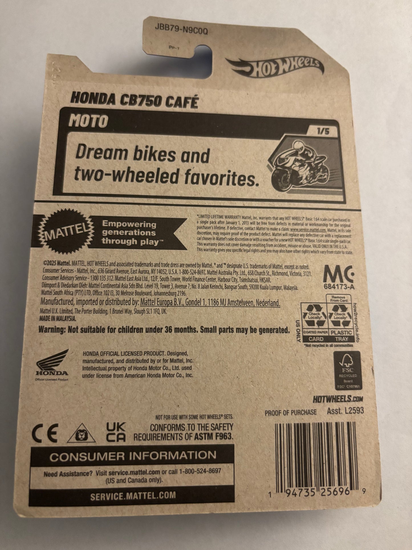 HOTWHEELS HONDA CB750 CAFE’