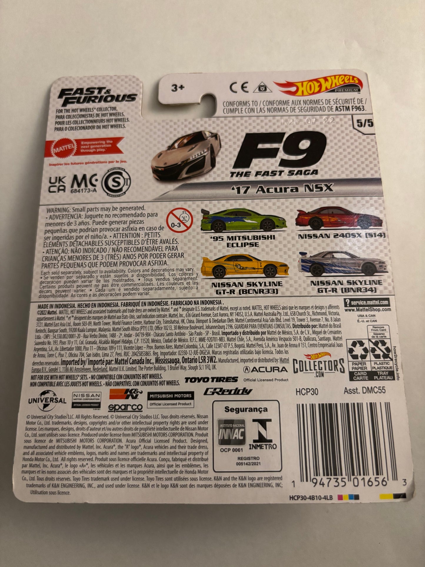 HOTWHEELS FAST AND FURIOUS ‘17 ACURA NSX